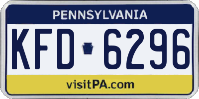 PA license plate KFD6296