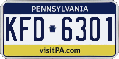 PA license plate KFD6301