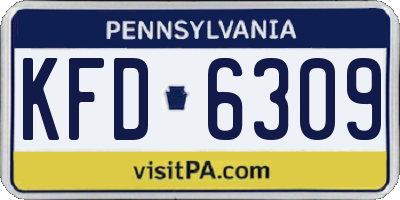 PA license plate KFD6309