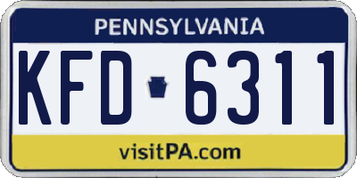 PA license plate KFD6311