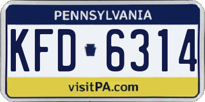 PA license plate KFD6314