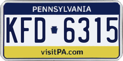 PA license plate KFD6315