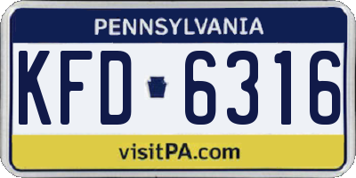 PA license plate KFD6316