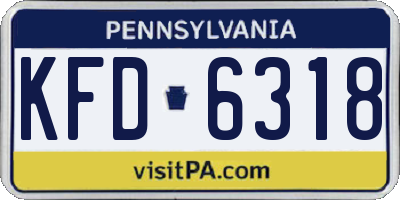 PA license plate KFD6318