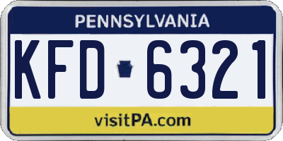 PA license plate KFD6321