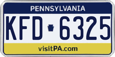 PA license plate KFD6325