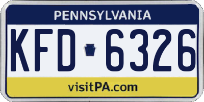 PA license plate KFD6326