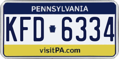 PA license plate KFD6334