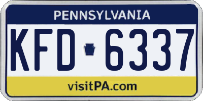 PA license plate KFD6337