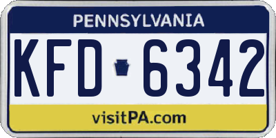 PA license plate KFD6342