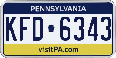 PA license plate KFD6343