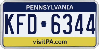 PA license plate KFD6344