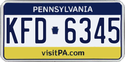 PA license plate KFD6345