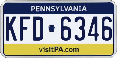 PA license plate KFD6346