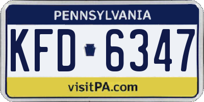 PA license plate KFD6347
