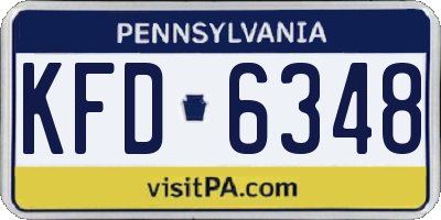 PA license plate KFD6348