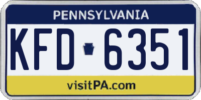 PA license plate KFD6351