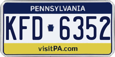 PA license plate KFD6352