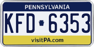 PA license plate KFD6353