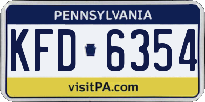 PA license plate KFD6354