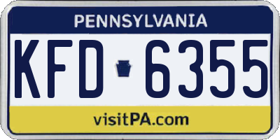 PA license plate KFD6355