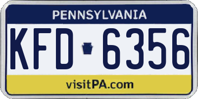 PA license plate KFD6356