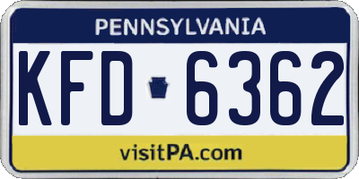PA license plate KFD6362