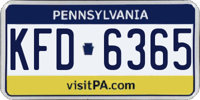 PA license plate KFD6365