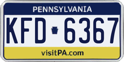 PA license plate KFD6367