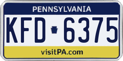 PA license plate KFD6375