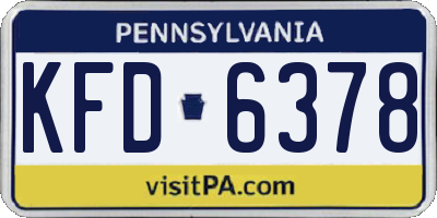 PA license plate KFD6378