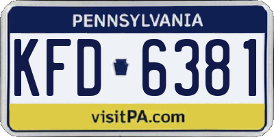 PA license plate KFD6381