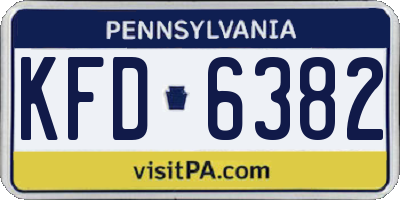 PA license plate KFD6382