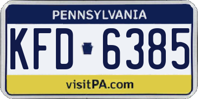 PA license plate KFD6385