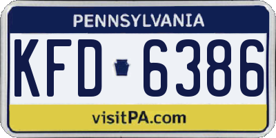 PA license plate KFD6386