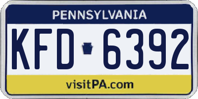 PA license plate KFD6392