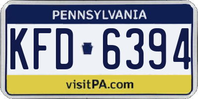 PA license plate KFD6394