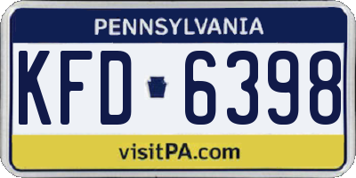 PA license plate KFD6398