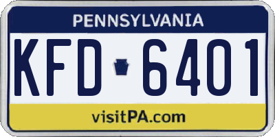 PA license plate KFD6401
