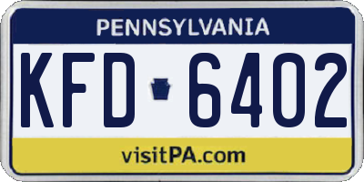 PA license plate KFD6402