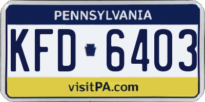 PA license plate KFD6403
