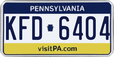 PA license plate KFD6404