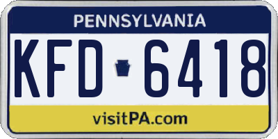 PA license plate KFD6418