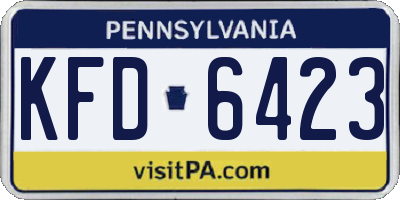 PA license plate KFD6423