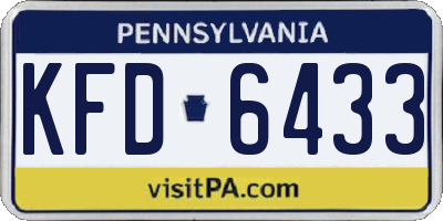 PA license plate KFD6433