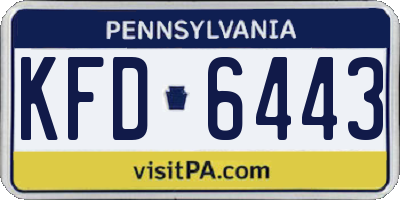 PA license plate KFD6443