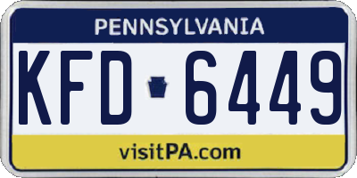 PA license plate KFD6449