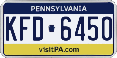PA license plate KFD6450