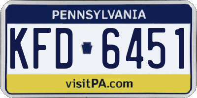 PA license plate KFD6451