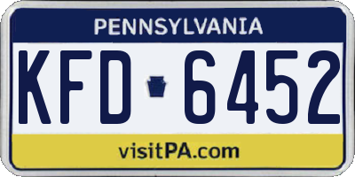 PA license plate KFD6452